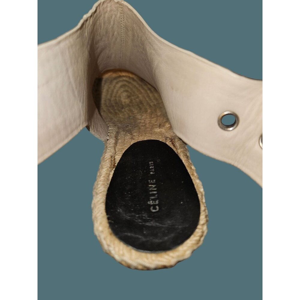 Celine Calfskin Leather Open Toe Wedge Espadrille Sandals Women  EU 36 US 6 - Picture 11 of 16